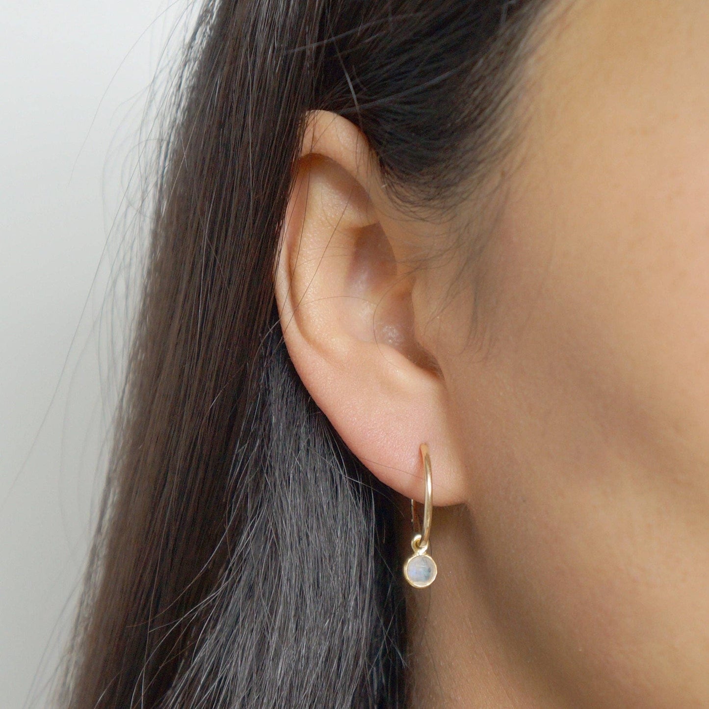 Hunter and Trove- Moonstone 14K Gold fill Gold Hoop Earrings (Valais)