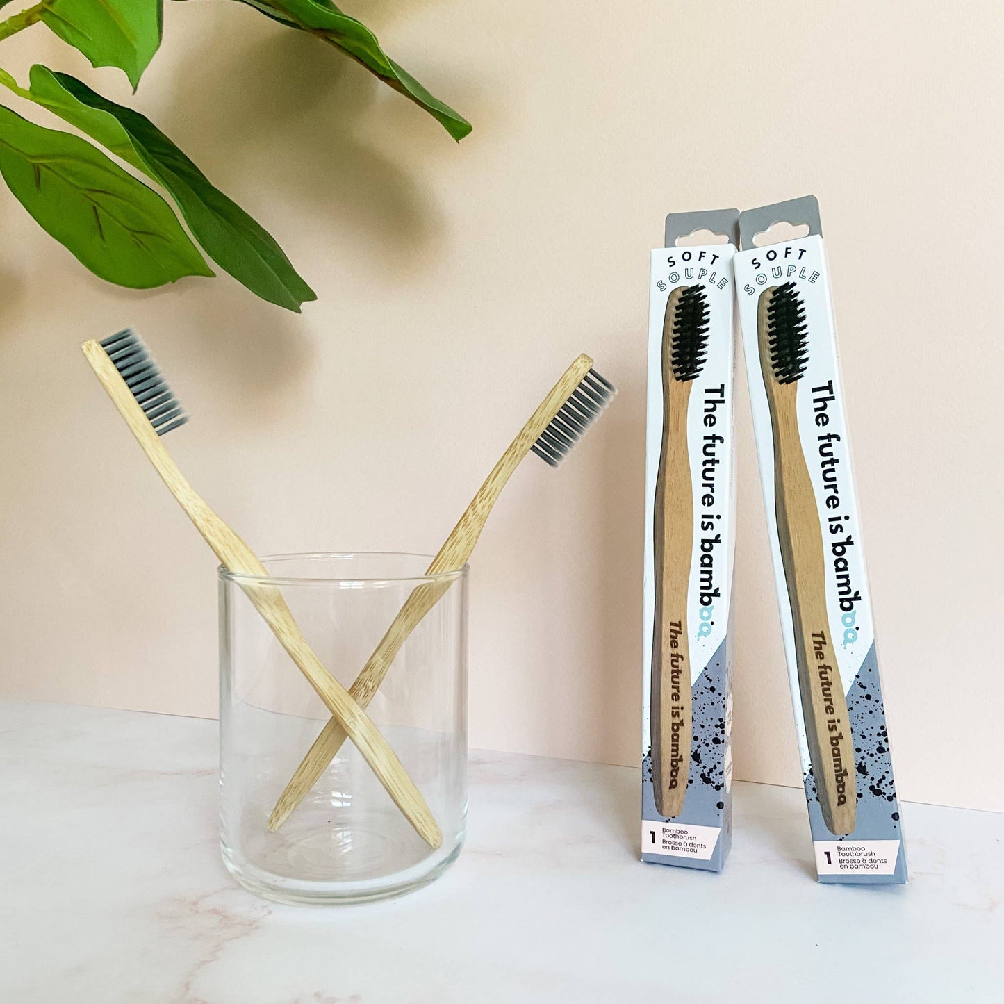 Adult Soft Bamboo Toothbrushes - Charcoal