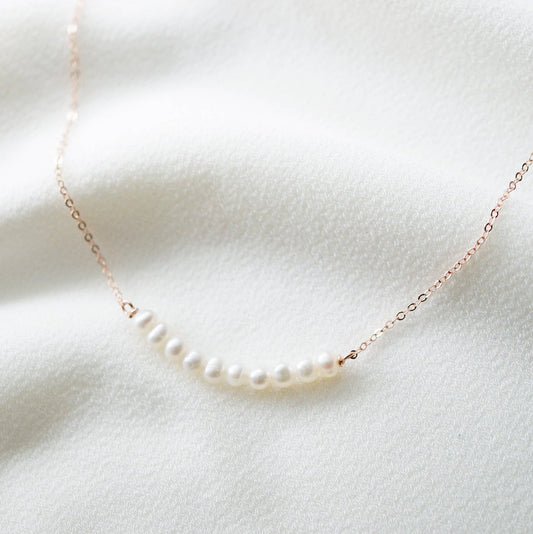 Hunter and Trove- Freshwater Pearls on 14K Rose Gold fill Necklace (Grace)