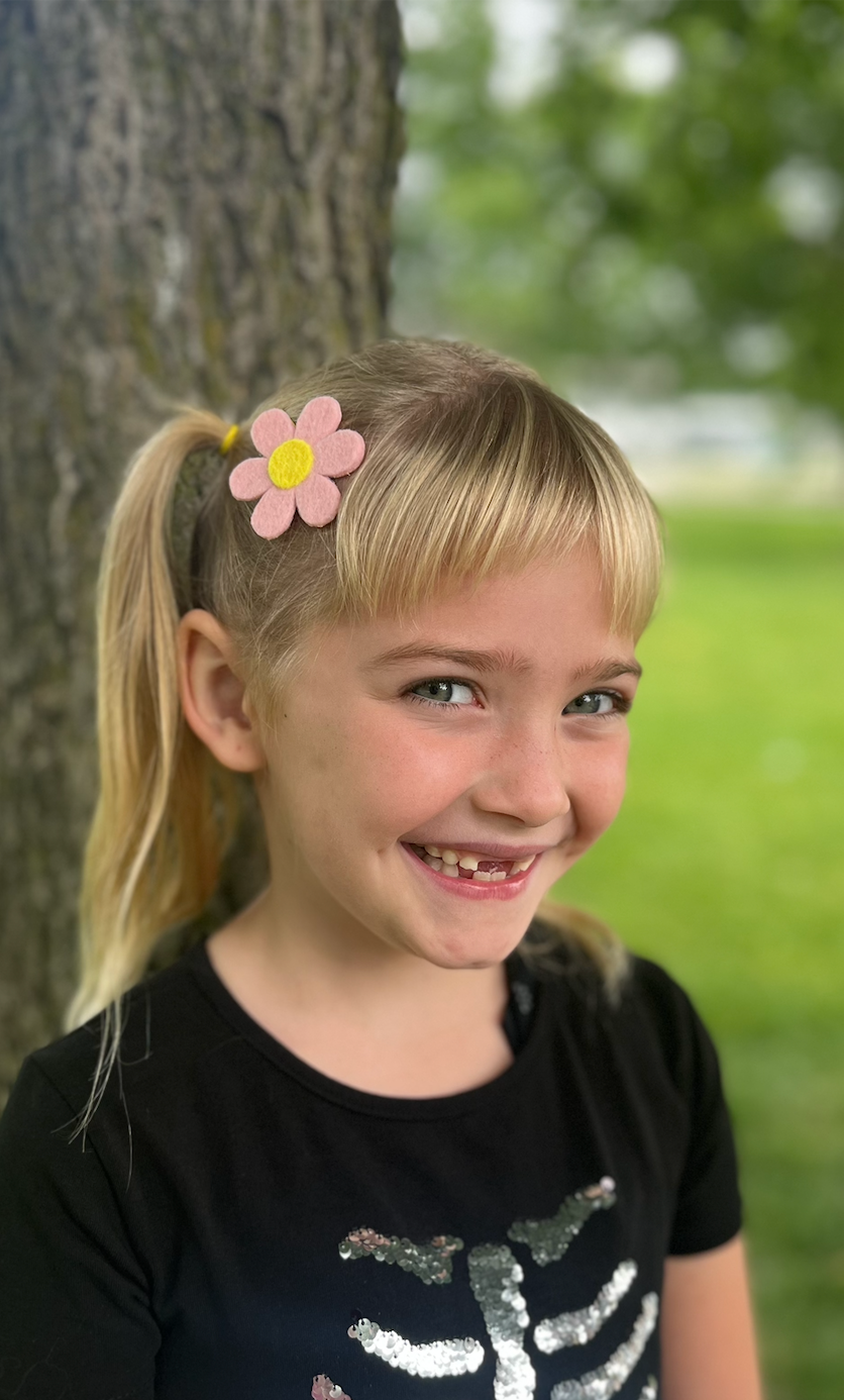 Pink Flower Barrettes | Felt Barrettes | Hair Accessories