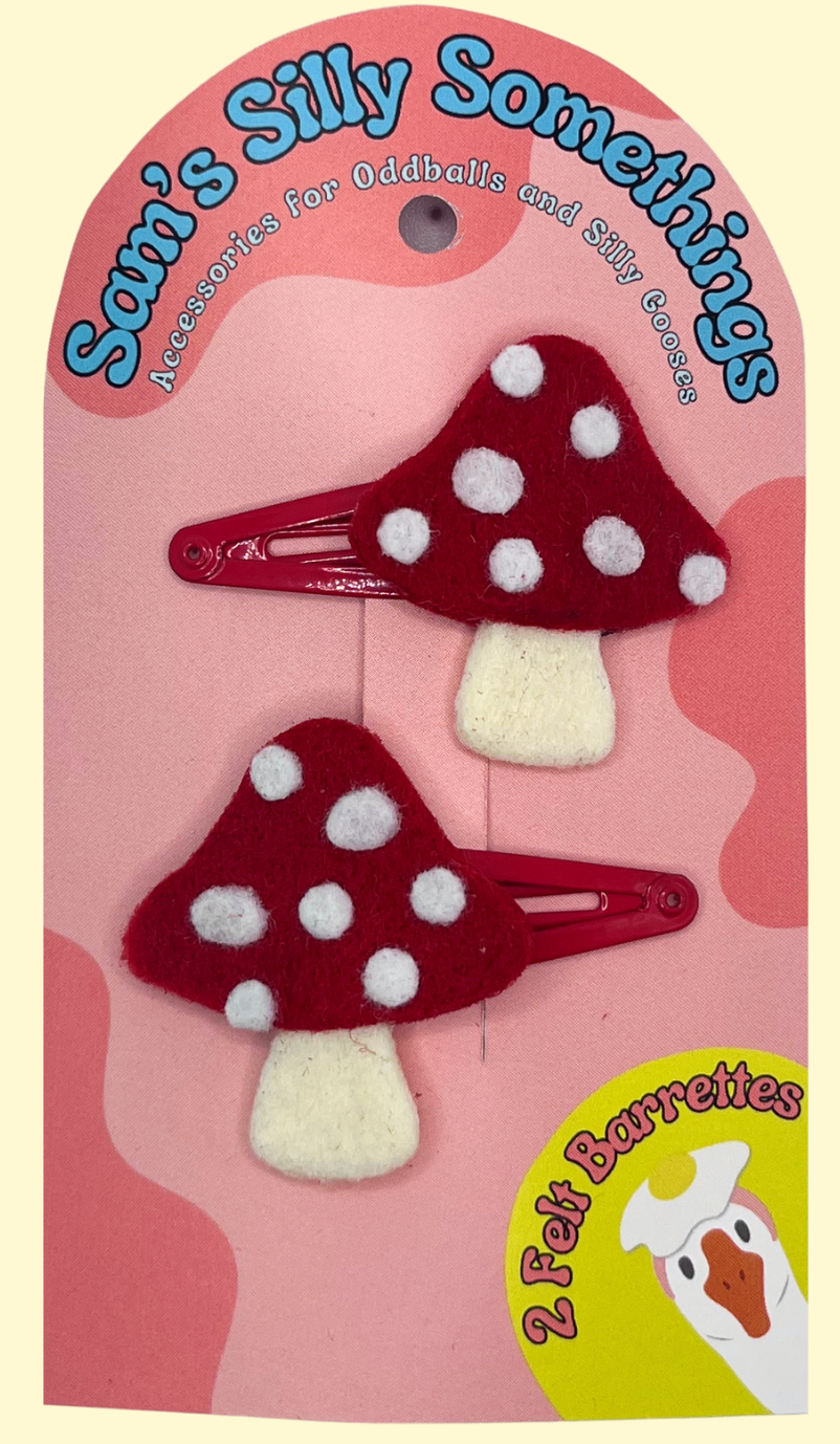 Mushroom Barrettes | Felt Barrettes | Hair Accessories