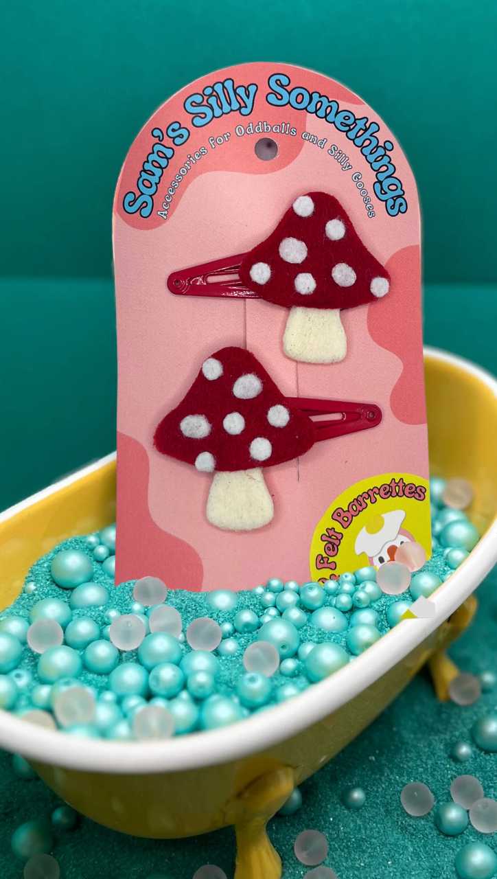 Mushroom Barrettes | Felt Barrettes | Hair Accessories