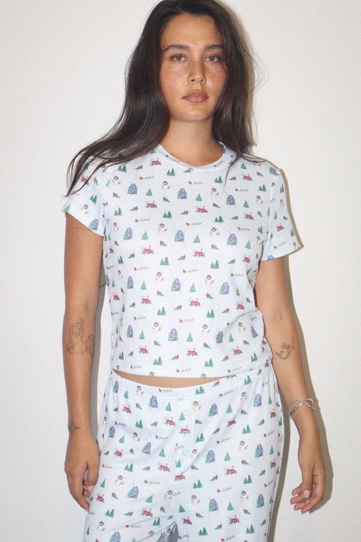 Winter Village Print Baby Tee