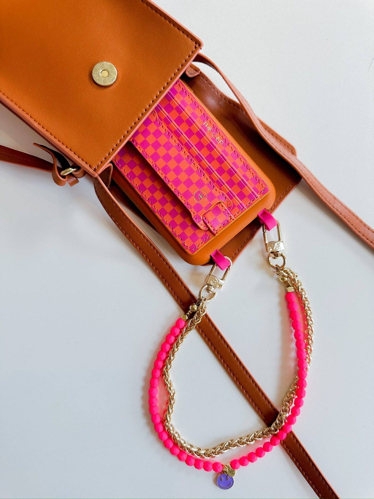 The Caep Pink/Orange Checkered Hoop Wallet