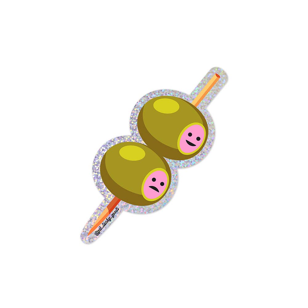 Happy/Sad Olives - Glitter Vinyl Sticker