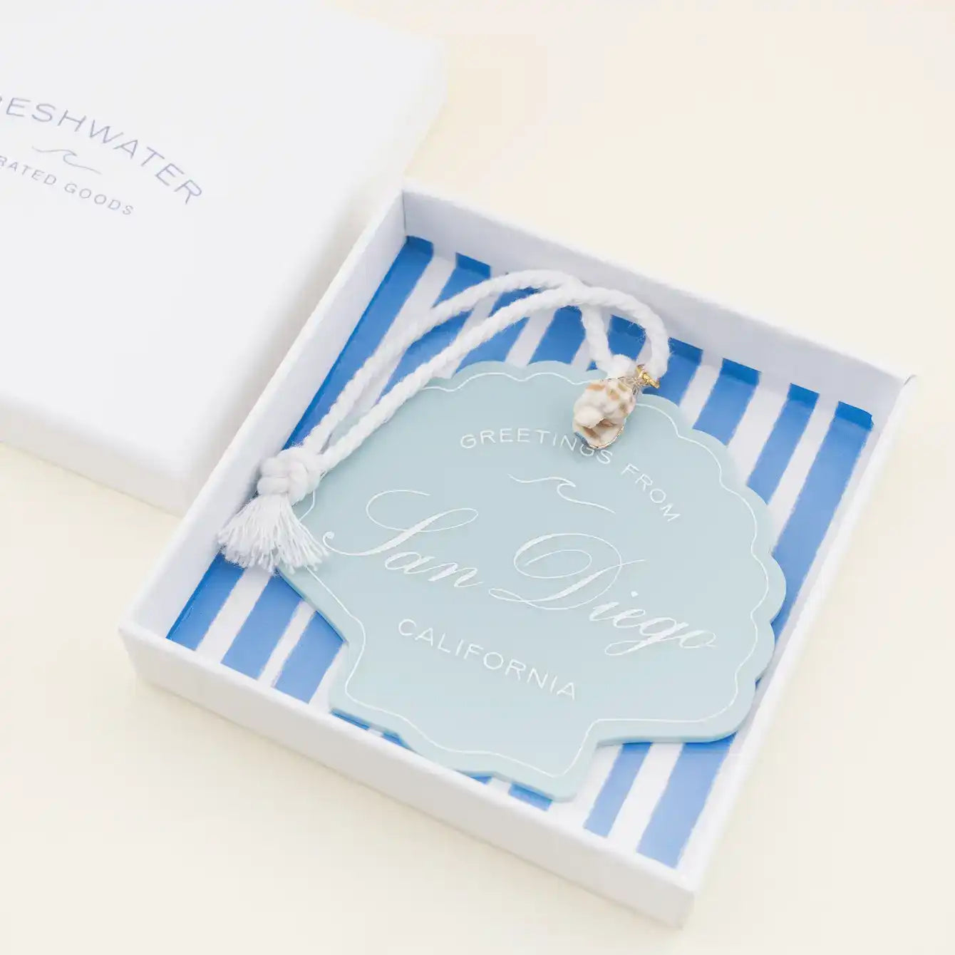 Greetings from Seashell Charm Ornament