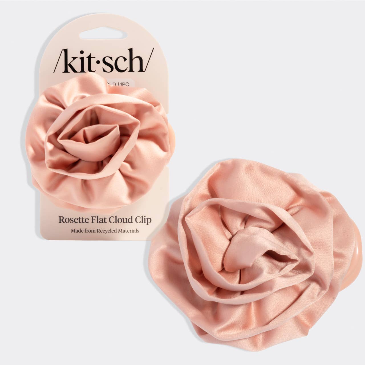 Satin Rosette Medium Flat Cloud Clip - Terracotta
