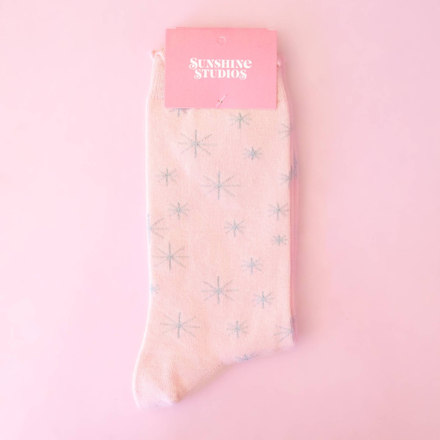 Star Crew Socks | Pink & Silver