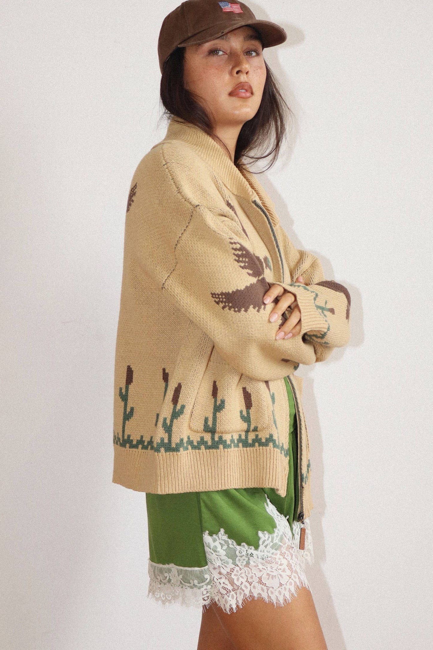 Desert Bird Knit Zip Cardigan
