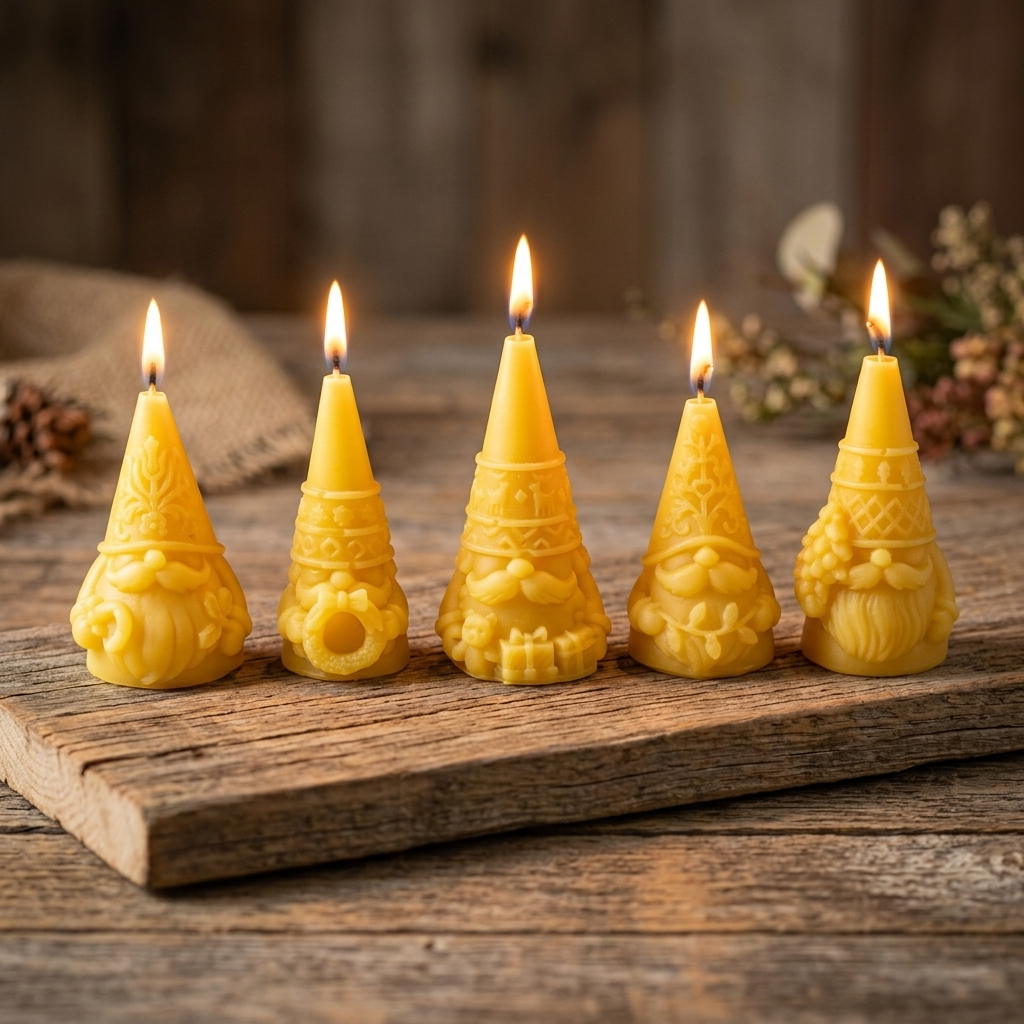 The Five Yule Nisse – Pure Beeswax Gnome Candle Set | Nordic Christmas & Holiday Gift