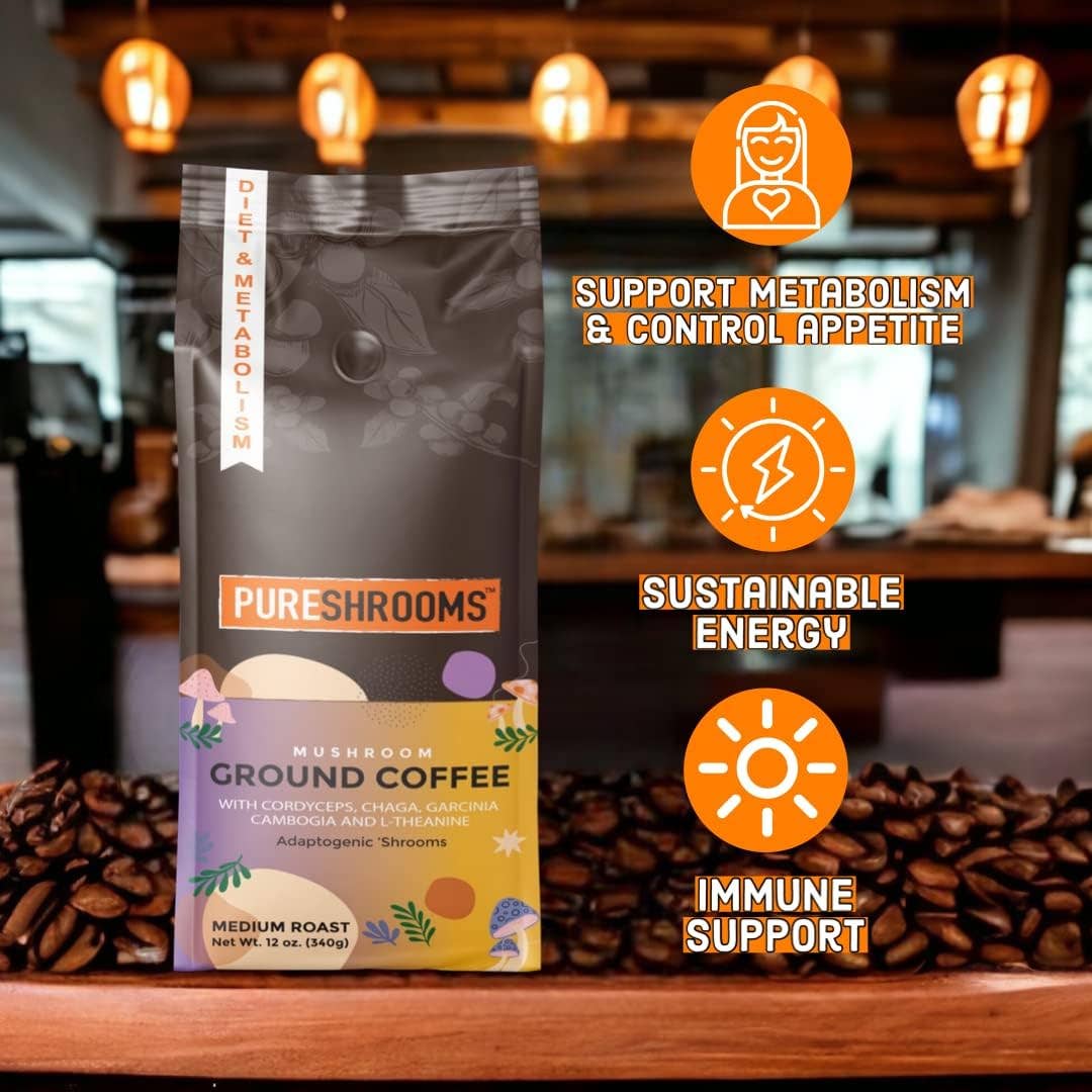 PureShrooms Energize Mushroom Ground Coffee