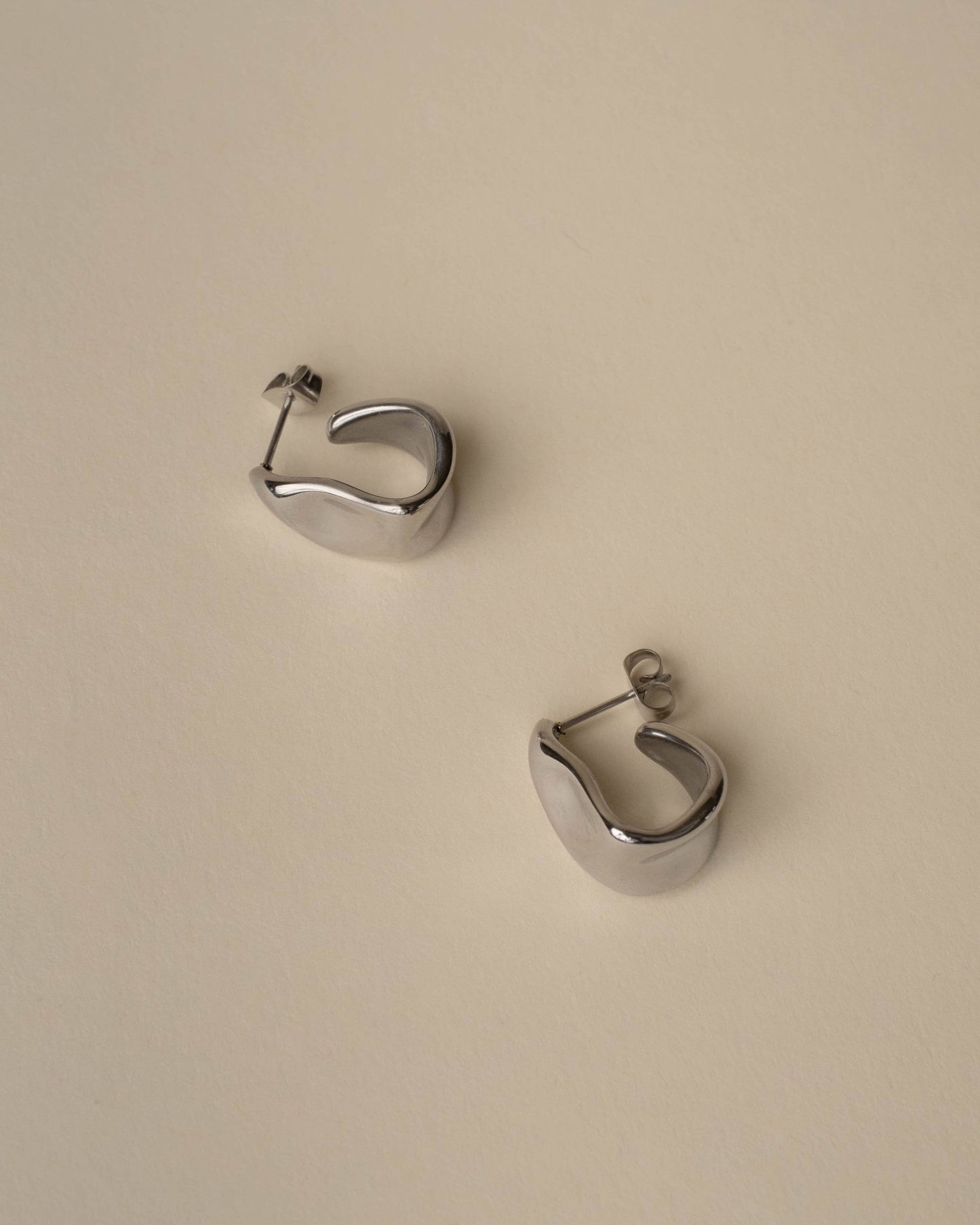 Janessa Chunky Organic Open Hoops Silver