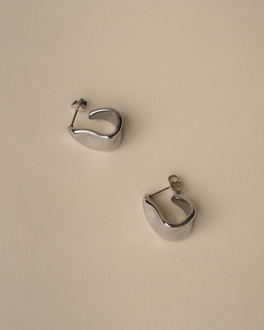 Janessa Chunky Organic Open Hoops Silver