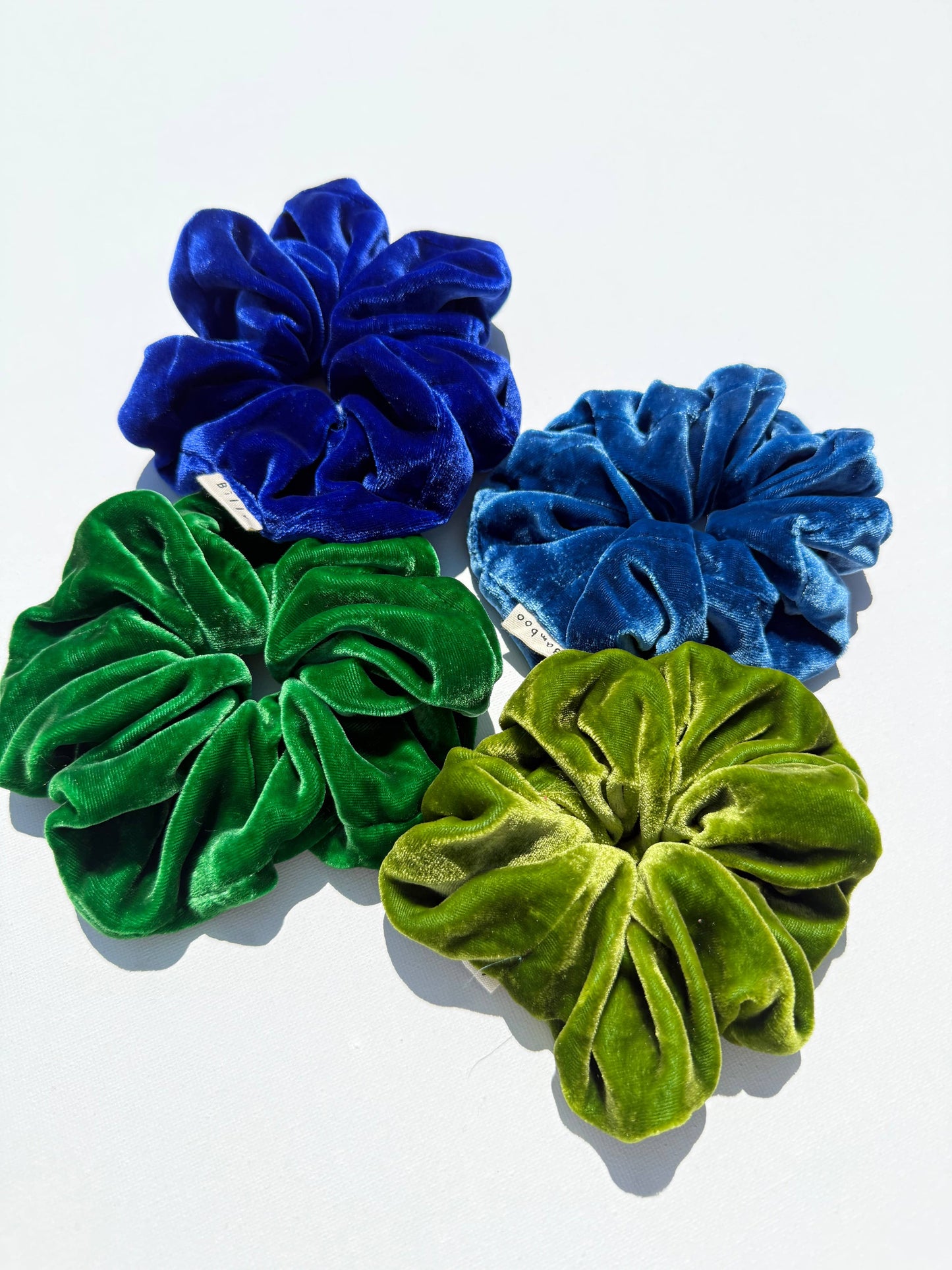 Billy Bamboo SILK VELVET SCRUNCHIES - crystal bright