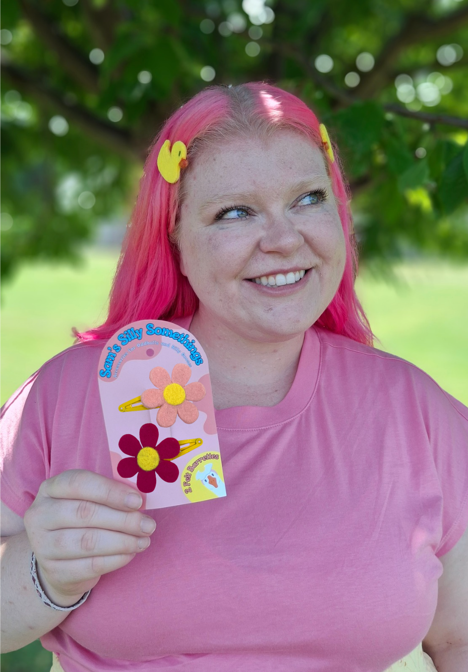 Pink Flower Barrettes | Felt Barrettes | Hair Accessories