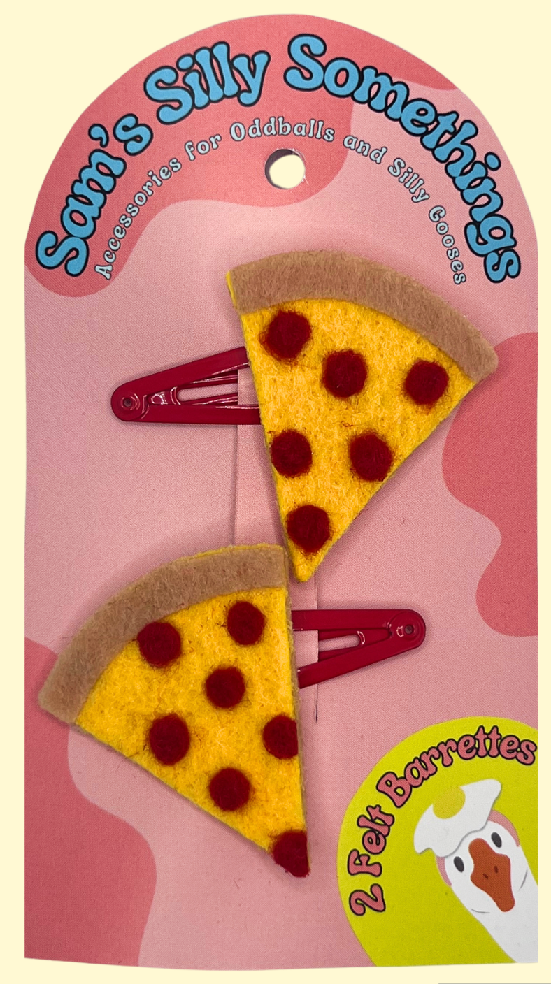 Pizza Barrettes | Felt Barrettes | Hair Accessories