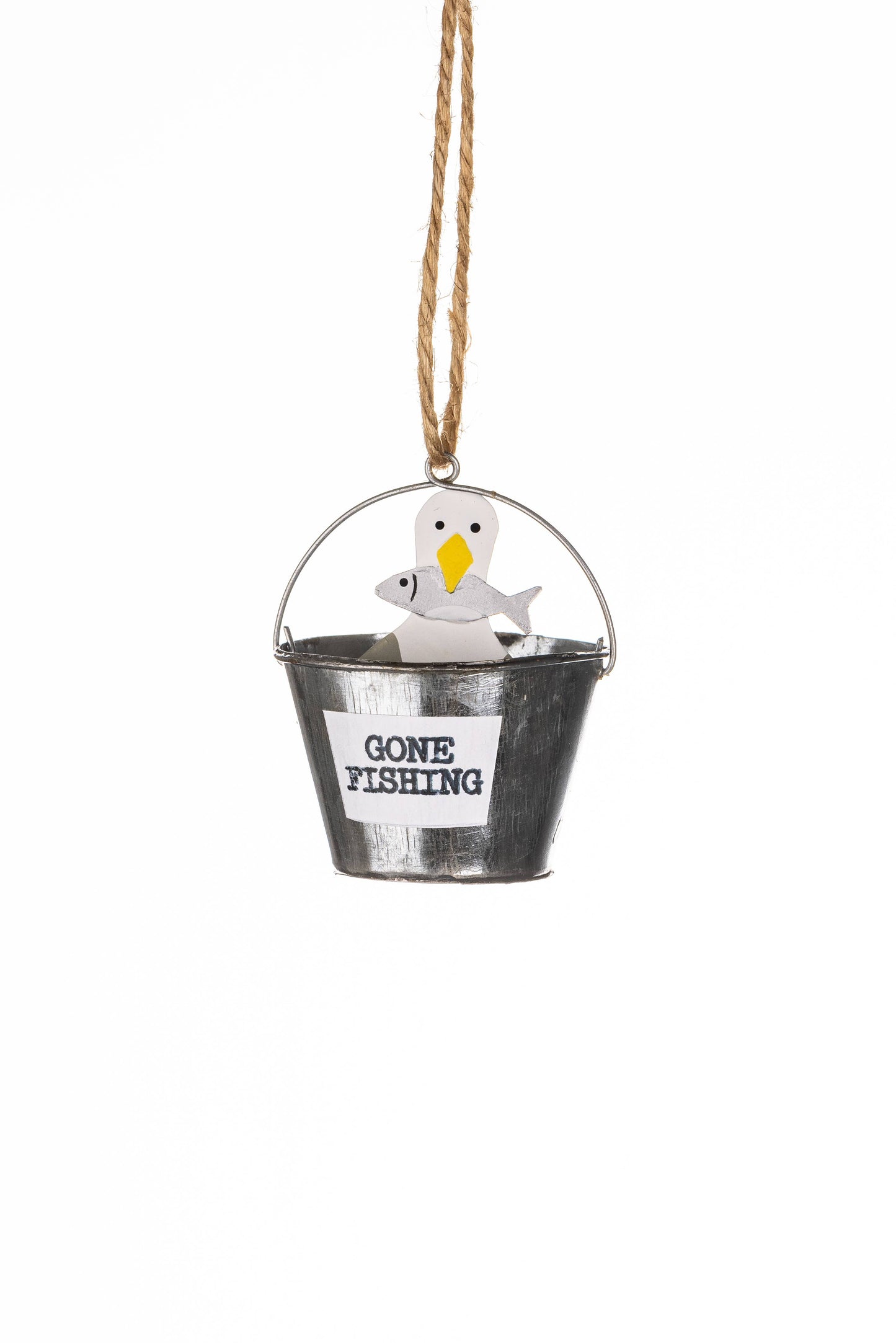 Seagull with Fish In Bucket