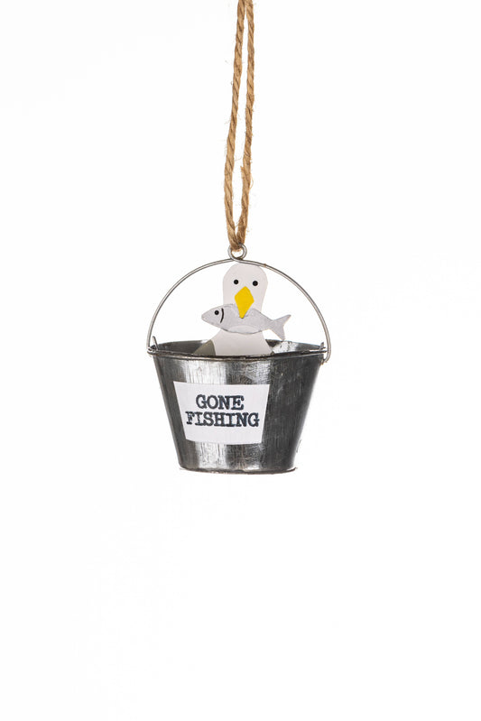 Seagull with Fish In Bucket