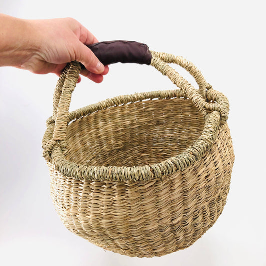 Bolga Handwoven Natural Seagrass Boho Basket